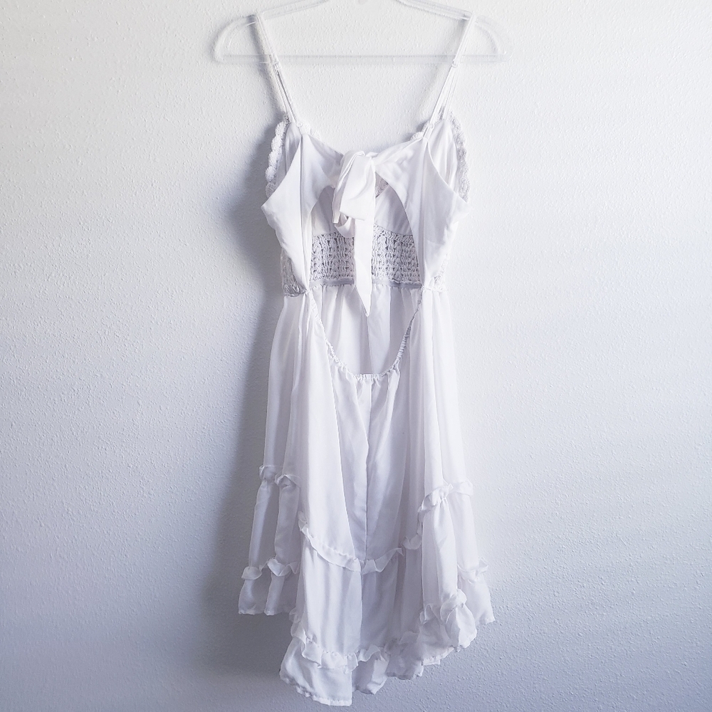 Crochet Ruffle Mini Bohemian Dress - Picture 5 of 9